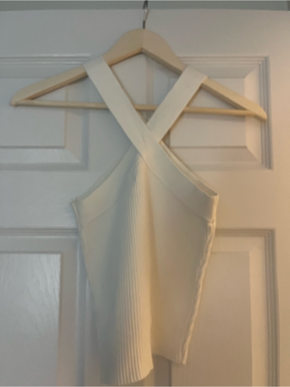 Cream Cross-Back Knit Tank